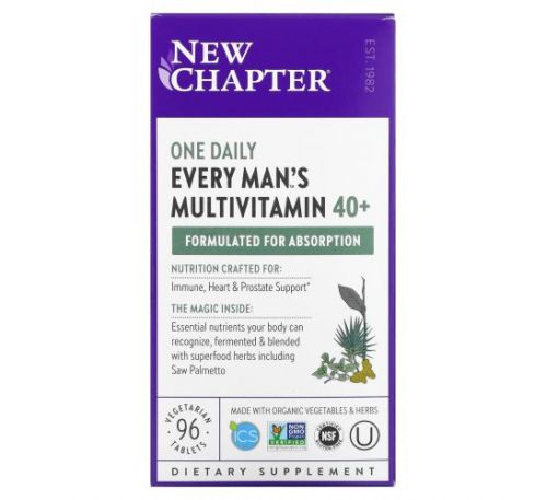 New Chapter, 40+ Every Man's One Daily, Whole-Food Multivitamin, 96 Vegetarian Tablets