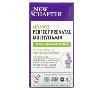 New Chapter, Advanced Perfect Prenatal Multivitamin, 192 Vegetarian Tablets