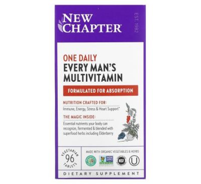 New Chapter, Every Man's One Daily Whole-Food Multivitamin , 96 Vegetarian Tablets