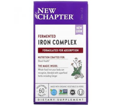 New Chapter, Fermented Iron Complex, 60 Vegetarian Tablets