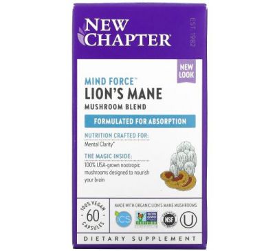 New Chapter, Lion's Mane, 60 Vegan Capsules