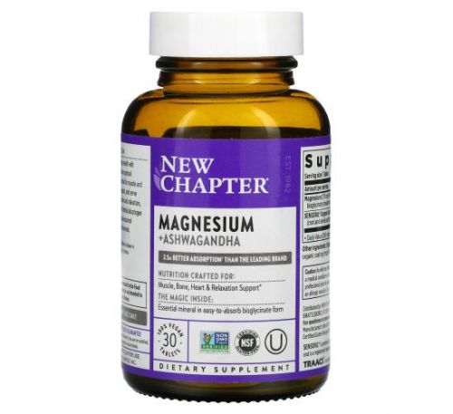 New Chapter, Magnesium + Ashwagandha, 30 Vegan Tablets