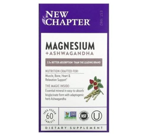 New Chapter, Magnesium + Ashwagandha, 60 Vegan Tablets