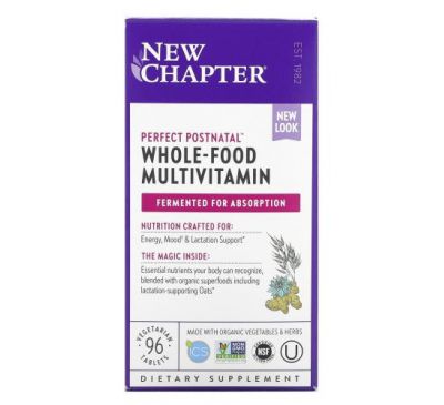 New Chapter, Perfect Postnatal, цільнохарчові мультивітаміни, 96 вегетаріанських таблеток