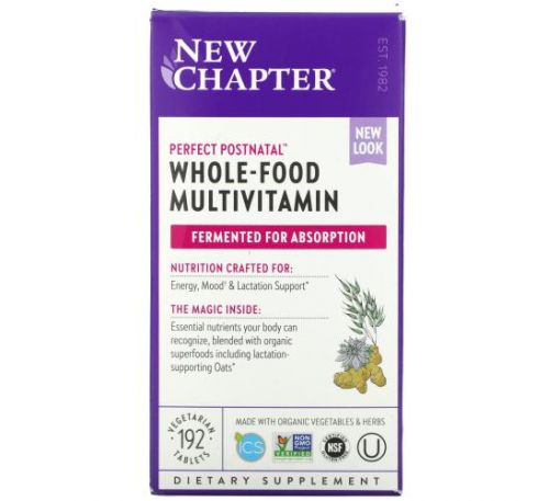 New Chapter, Perfect Postnatal Whole-Food Multivitamin, 192 Vegetarian Tablets