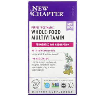 New Chapter, Perfect Postnatal Whole-Food Multivitamin, 270 Vegetarian Tablets