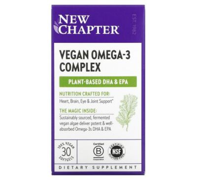 New Chapter, Vegan Omega-3 Complex, 30 Vegan Softgels