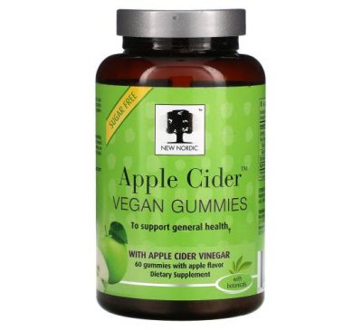 New Nordic, Apple Cider Vegan Gummies, Apple, 60 Gummies