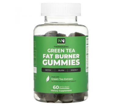 Nobi Nutrition, Жиросжигающие жевательные таблетки с зеленым чаем, 60 жевательных таблеток на основе пектина