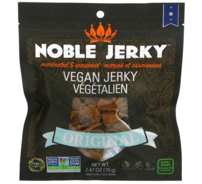 Noble Jerky, Веганское вяленое мясо, оригинальное, 70 г (2,47 унции)