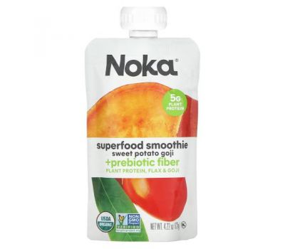 Noka, Суперфуд смузи + растительный белок, батат, годжи, 120 г (4,22 унции)