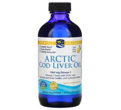 Nordic Naturals, Arctic Cod Liver Oil, Lemon, 8 fl oz (237 ml)