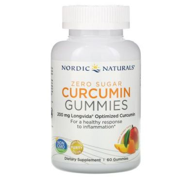 Nordic Naturals, Curcumin Gummies, Mango, 100 mg, 60 Gummies