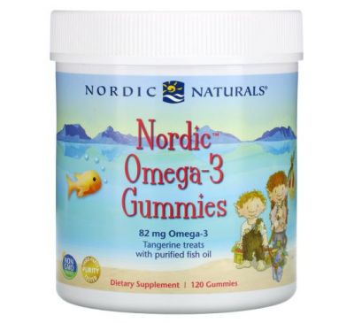 Nordic Naturals, Nordic Omega-3, жувальні таблетки зі смаком мандарина, 41 мг, 120 жувальних таблеток