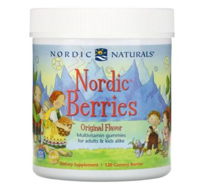 Nordic Naturals, Nordic Berries, мультивітамінні жувальні цукерки, оригінальний смак, 120 ягідних жувальних цукерок