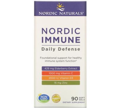Nordic Naturals, Nordic Immune, засіб для щоденного захисту імунітету, 90 капсул