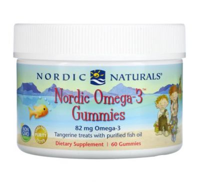 Nordic Naturals, Nordic Omega-3 Gummies, Tangerine Treats, 82 mg, 60 Gummies