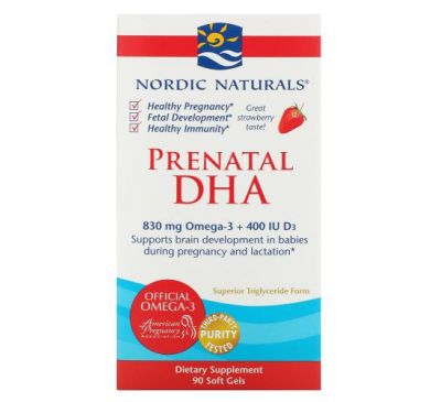 Nordic Naturals, Prenatal DHA, Strawberry, 90 Soft Gels