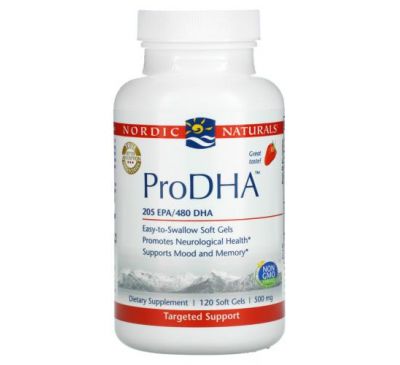 Nordic Naturals, ProDHA, покращена ДКГ, смак полуниці, 415 мг, 120 капсул