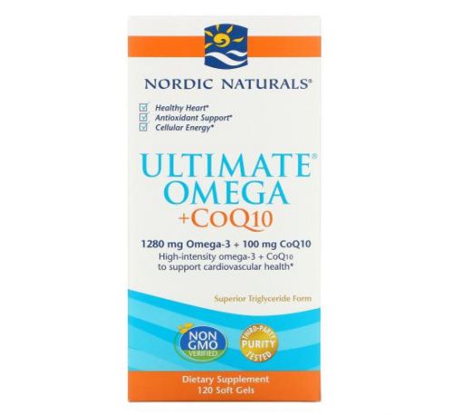 Nordic Naturals, Ultimate Omega та коензим Q10, 640 мг, 120 капсул
