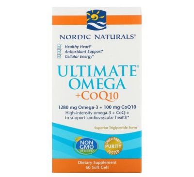 Nordic Naturals, Ultimate Omega + CoQ10, 640 мг, 60 капсул