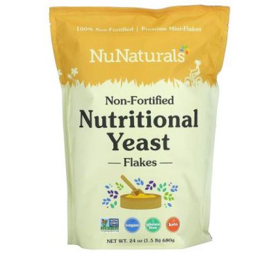 NuNaturals, Non-Fortified Nutritional Yeast Flakes, 24 oz (680 g)