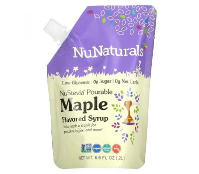 NuNaturals, NuStevia, Pourable Maple Flavor Syrup, 6.6 fl oz (.2 l)