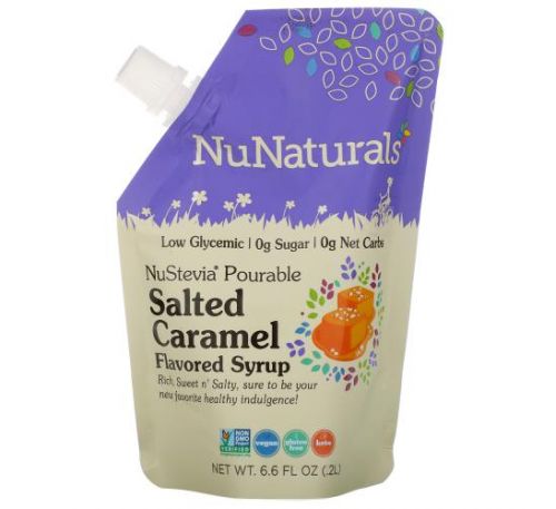 NuNaturals, NuStevia, Pourable Salted Caramel Flavored Syrup, 6.6 fl oz (.2 l)