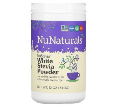 NuNaturals, NuStevia, білий порошок стевії, 340 г (12 унцій)