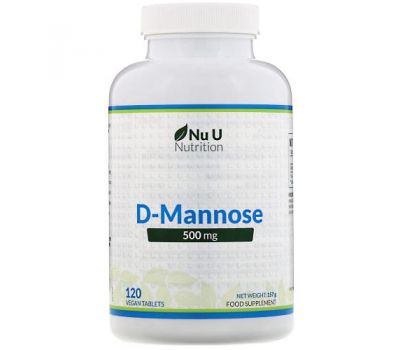 Nu U Nutrition, D-Mannose, 500 mg, 120 Vegan Tablets