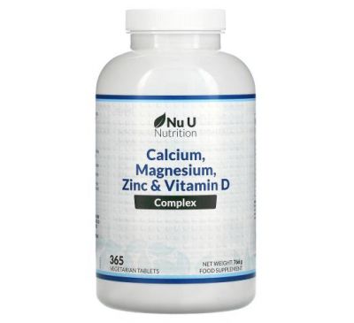 Nu U Nutrition, комплекс із кальцію, магнію, цинку та вітаміну D, 365 вегетаріанських таблеток
