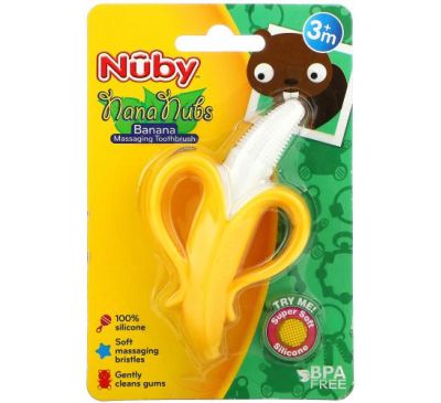 Nuby, NanaNubs Banana Massaging Toothbrush, 3+ Months, 1 Brush