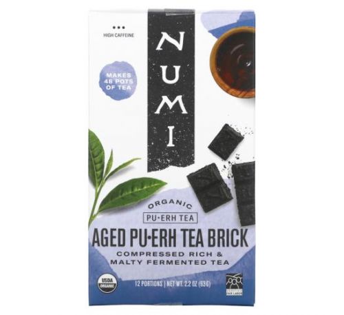 Numi Tea, органічний чай пуер, упаковка витриманого чаю пуер, 63 г (2,2 унції)