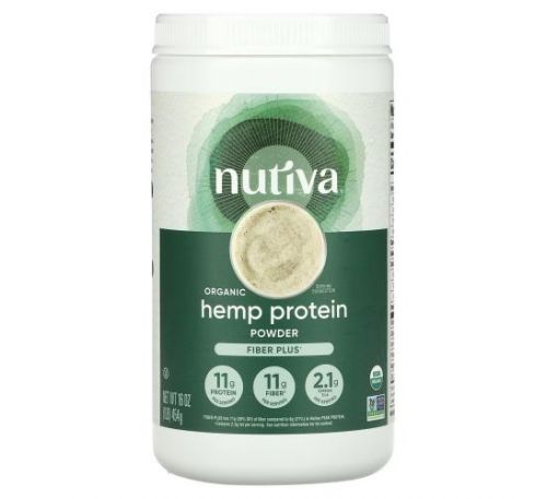 Nutiva, Organic Hemp Protein Powder, Fiber Plus, 1 lb (454 g)
