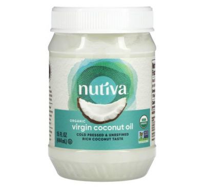 Nutiva, органічна кокосова олія, перший віджим, 444 мл (15 рідк. унцій)