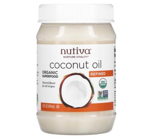 Nutiva, органічна кокосова олія, рафінована, 444 мл (15 рідк. унцій)