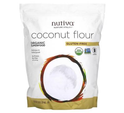 Nutiva, органічне кокосове борошно, без глютену, 1,36 кг (3 фунта)