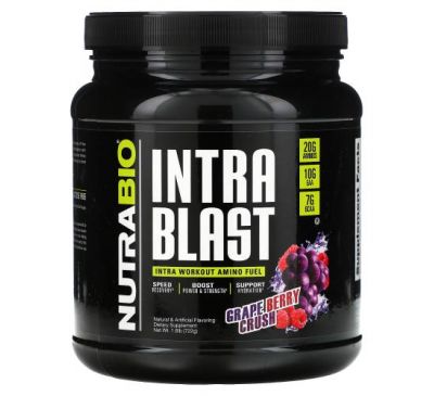 NutraBio Labs, Intra Blast, Intra Workout Amino Fuel, Grape Berry Crush, 1.6 lb (722 g)