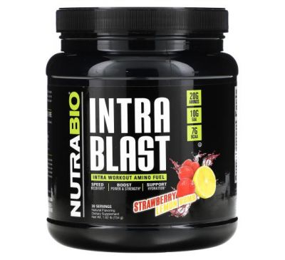 NutraBio Labs, Intra Blast, Intra Workout Amino Fuel, Strawberry Lemon Bomb, 1.63 lb (740 g)