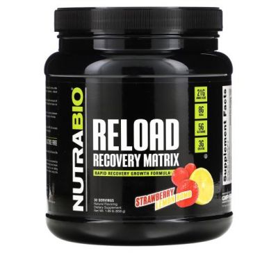 NutraBio Labs, Reload Recovery Matrix, Strawberry Lemon Bomb, 1.91 lb (868 g)