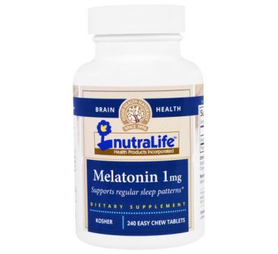 NutraLife, Melatonin, 1 mg, 240 Easy Chew Tablets