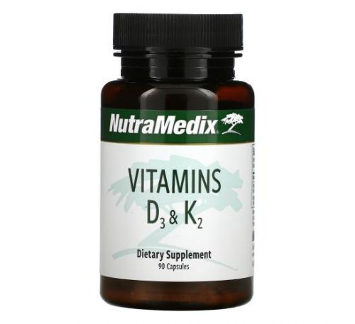 NutraMedix, витамины D3 и K2, 90 капсул