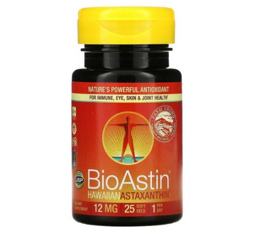 Nutrex Hawaii, BioAstin, гавайський астаксантин, 12 мг, 25 капсул