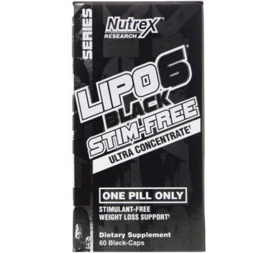 Nutrex Research, LIPO-6 Black Stim-Free, Ultra Concentrate, 60 Black-Caps