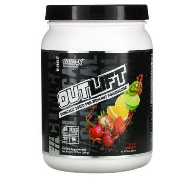 Nutrex Research, Outlift, Clinically Dosed Pre-Workout Powerhouse, Fruit Punch, 17.5 oz (496 g)