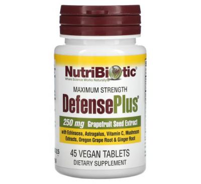 NutriBiotic, DefensePlus, максимальна ефективність, 45 веганських таблеток
