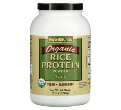 NutriBiotic, Сырой органический рисовый протеин, без добавок, 1,36 кг (3 фунта)