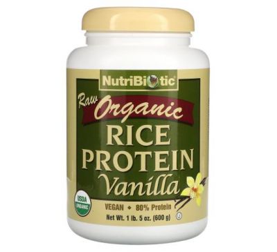 NutriBiotic, Raw Organic Rice Protein, Vanilla, 1.3 lbs (600 g)
