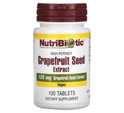 NutriBiotic, екстракт кісточок грейпфрута, 125 мг, 100 таблеток