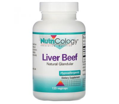 Nutricology, Liver Beef, Natural Glandular, 125 Vegiecaps